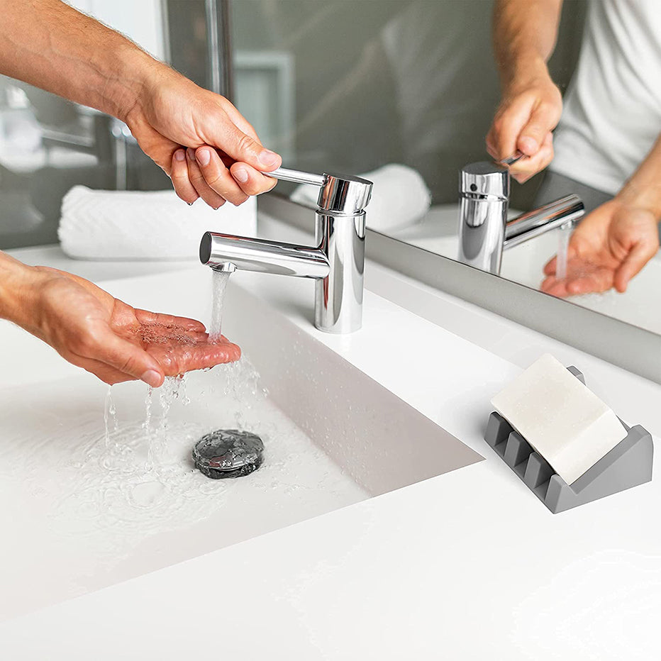 Silicone Self-Draining Soap Dish for Bathroom & Kitchen