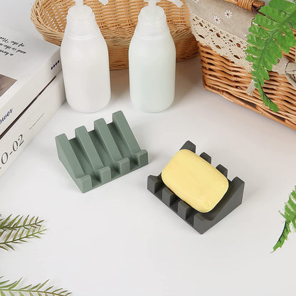 Silicone Self-Draining Soap Dish for Bathroom & Kitchen