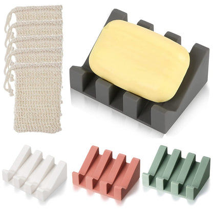 Silicone Self-Draining Soap Dish for Bathroom & Kitchen