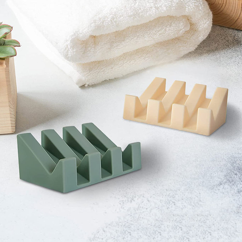 Silicone Self-Draining Soap Dish for Bathroom & Kitchen